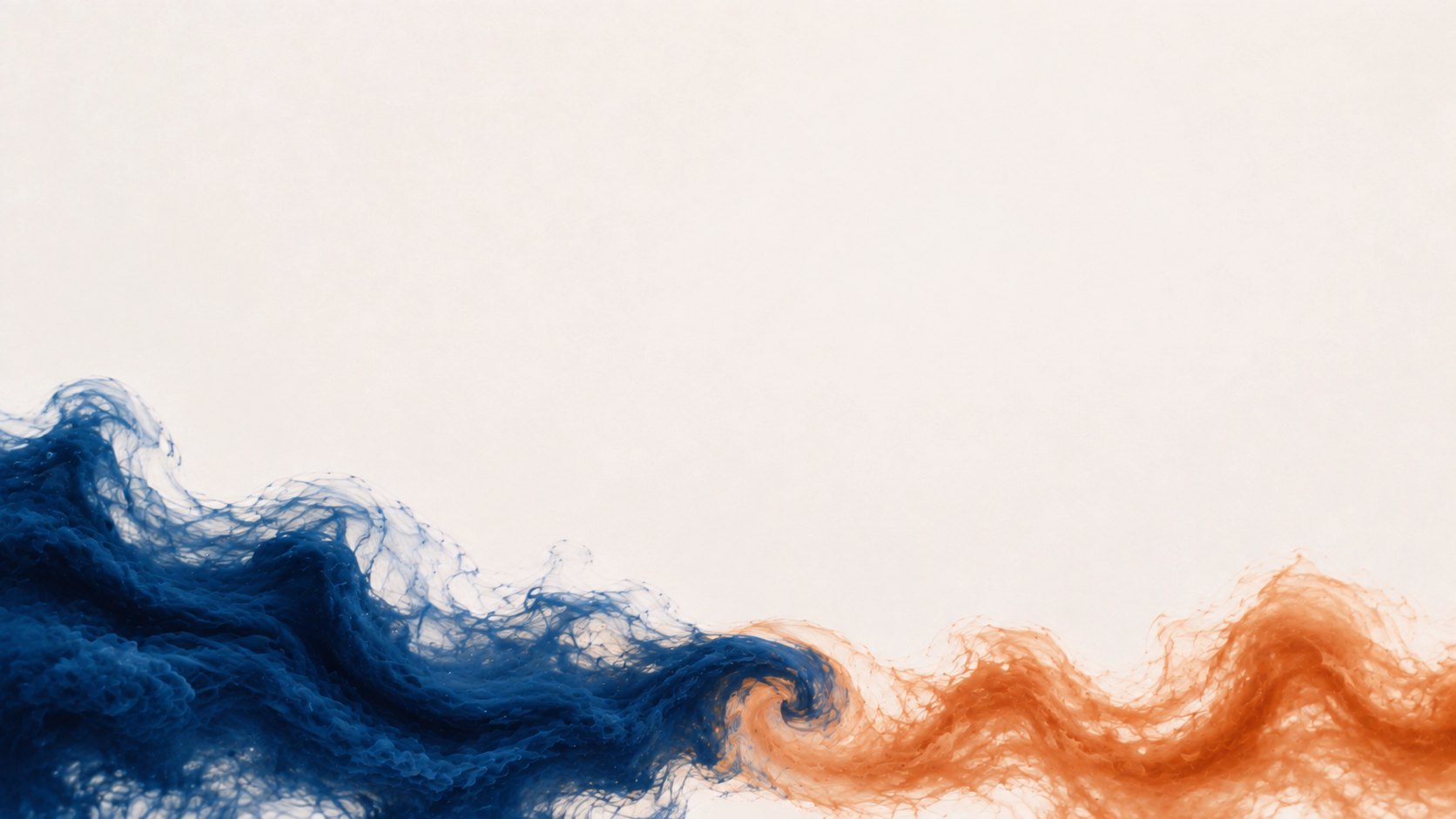 Two soft navy and copper pigment forms gently intertwining