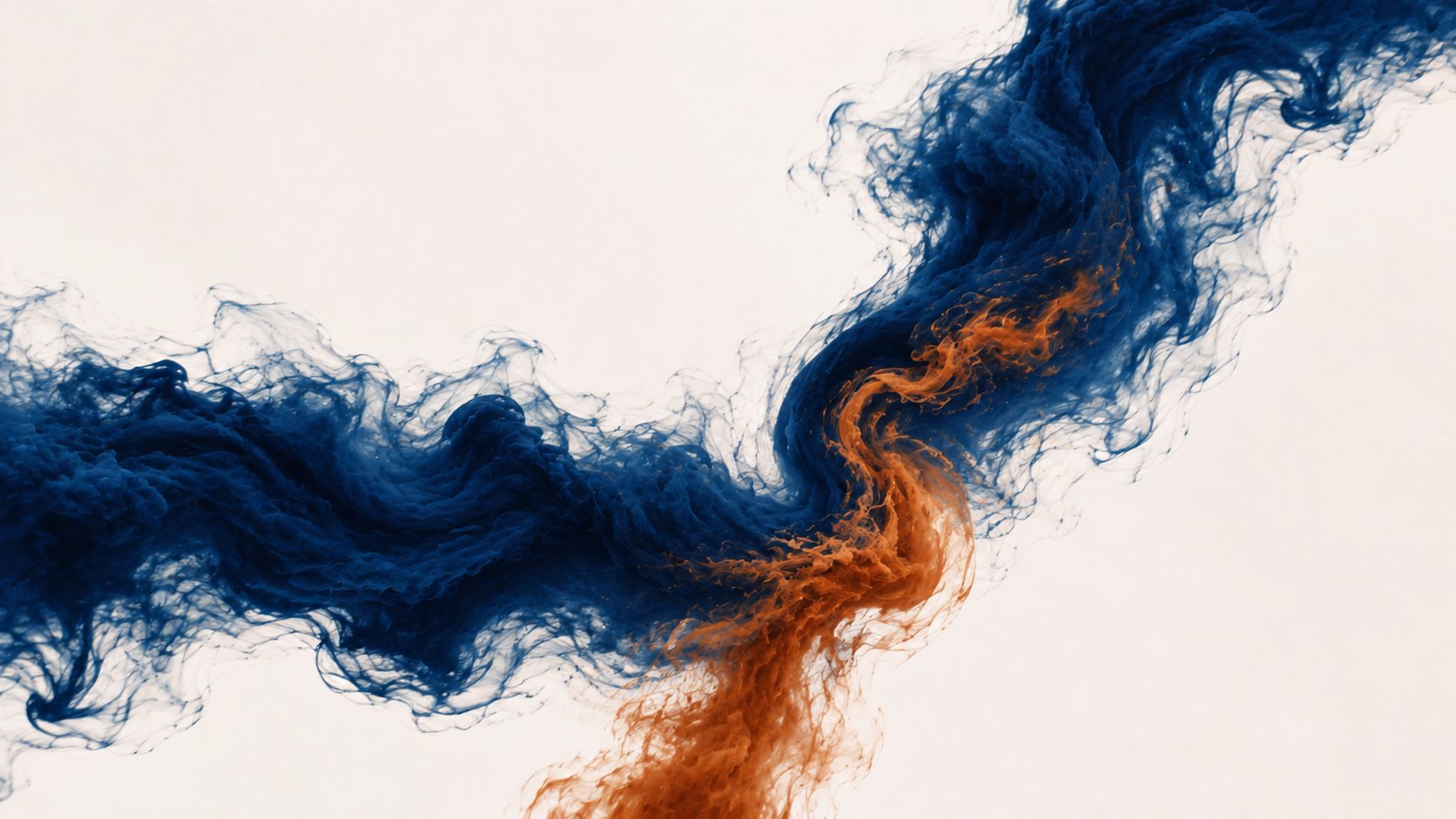 A copper current meeting a broader navy flow as it bends upwards